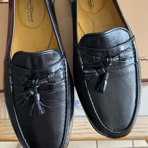 Santoni men’s black all leather loafers 10EE